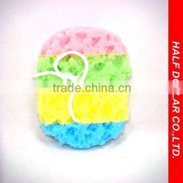 Colorful bath sponge with hang rope