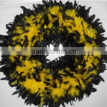 Beautiful Yellow Feather Wreath with Black Tips