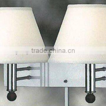Modern Double Steel wall lamp with white fabric shade for hotel