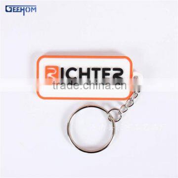 rectangle shaped rubber 3d key ring logo