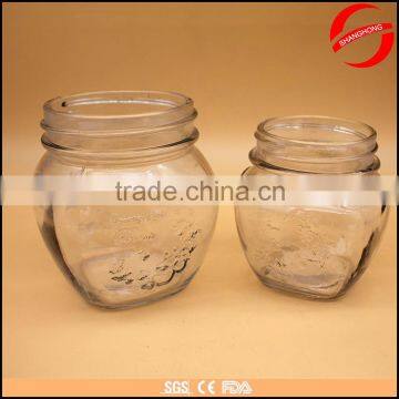 350ml 580ml embossed logo glass jam jar for sale