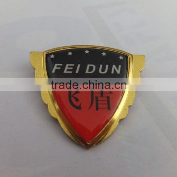 shield shaped metal lapel pin with epoxy resin dome coating,custom printing pin badge