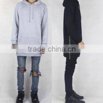 Surplus Hoodies-2015 elongated hoodies-winter season elongated hoodie with side zippers