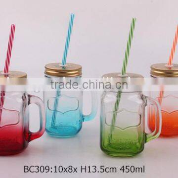 2015 new glass mason jar with sprayed color