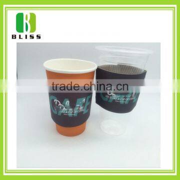 Custom logo printed and die cutted disposable paper cup sleeve