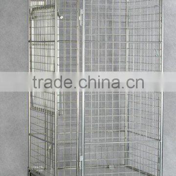 Nestable roll pallet,rolling security cage