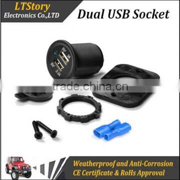 Snowmobile Electric Panel Universal Mount Dual Waterproof USB Socket 5V