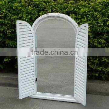 Newest wood window decorative wall mirror for garden