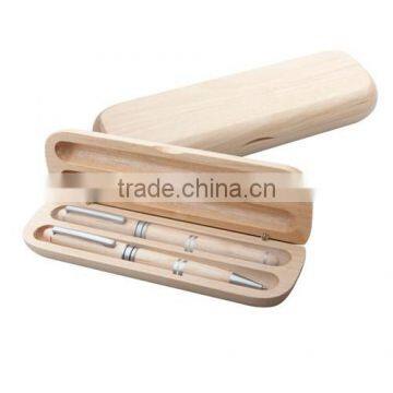 Hot selling wooden pen set with ballpoint pen and roller pen in gift box