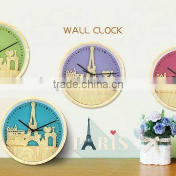 2017 New Design Tower Colorful Decorative Wall Clock For Wholesale