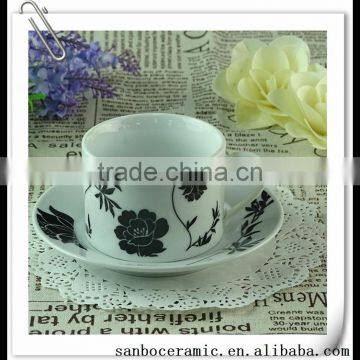 120ML Retro Black Rose Printing Coffee Cup And Saucer Tea Cup Sets