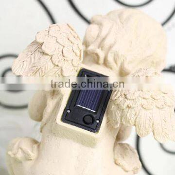 Resin Solar Lighting Angle Figurine Holding a Luminur Glass Globe Garden Ornamenet photo-3