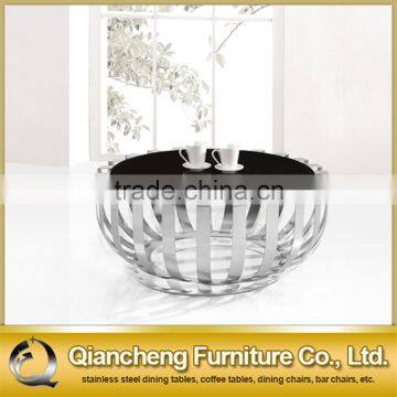 Flower shape design glass top coffee table 859#