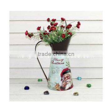 Cute small french decorative tin metal vases for Christmas decoration