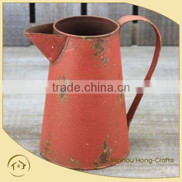 2014 new style antique oil paint red watering can for garden