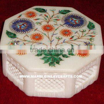 Marble Inlay Jewellery Box, Marble Inlay Box With Inlay Work, Marble Inlay Gift Boxes