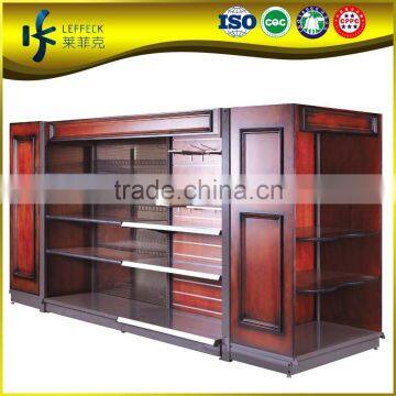 High end factory customize wooden rack display in singapore