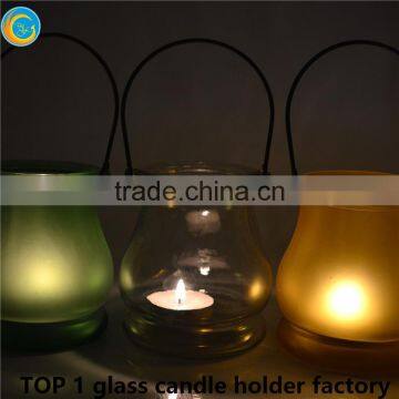 Glass Candle Holder With Metal Handle/hanging Glass Candle Holder photo-6