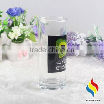 Custom logo printed clear cheap drinking glass cup, ice cream glass cup