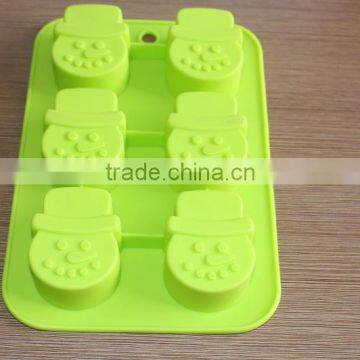 Promotional Gift 6 Cavity Snowman Shape Christmas Cake Molds Silicone Molds for Baking Set photo-3