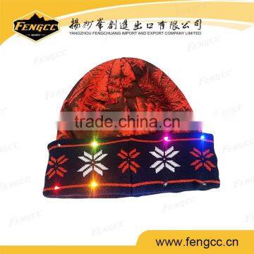 2016 holiday season Christmas football team sport Jacquard shinning Led light knit hat knit beanie