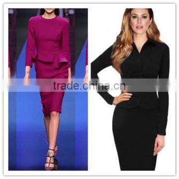 2015 fashion modern Women's OL Long sleeve office lady wear suit dress