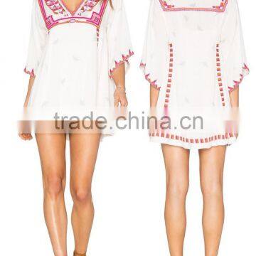 Bohemian Machine Embroidery Design Rayon Fabric Mini Names Of Girls Dresses With Pleat Accents 2016 HSD5713 photo-4
