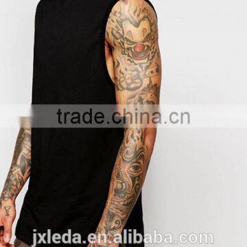 OEM Customize Men Summer Longline Sleeveless Turtle Neck Black Plain T-shirt photo-3