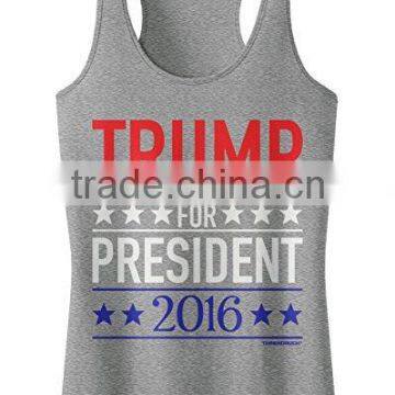 Custom Heat Transfer Printing Trump Motif For Men Cotton And Spandex Tank Tops