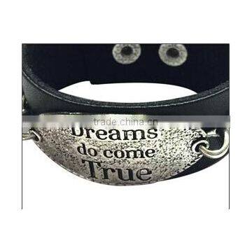 English Words Logo Bracelets,alloy Charm Leather Cuff Bracelet,unique Jewelry Gifts Bracelets photo-4