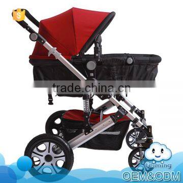 Wholesale baby products aluminum alloy seat reversible high landscape pushchair baby prams stroller 3-in-1 with a large space