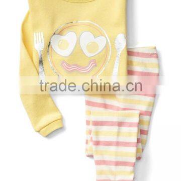 Girls striped pajama set with foil printed top