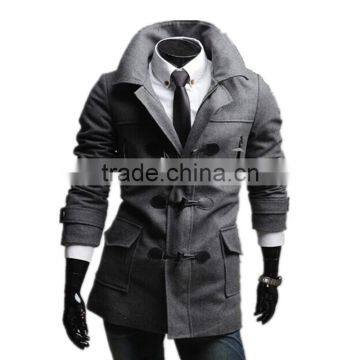 Hot Sale Cotton and Polyester Mixed Stand Collar With Hat Black and Gray 4 Size for Choice Woolen Men Coat Clothing photo-3