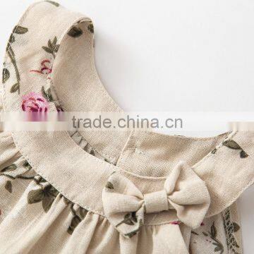 ShiJ Kids Clothes 2017 100% Linen Print Girls Dresses For Teenage photo-6