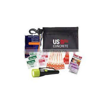 Disaster Kit - has a blanket, flashlight, whistle, bandages, antiseptic swabs, Afterbite itch erasers and comes with your logo