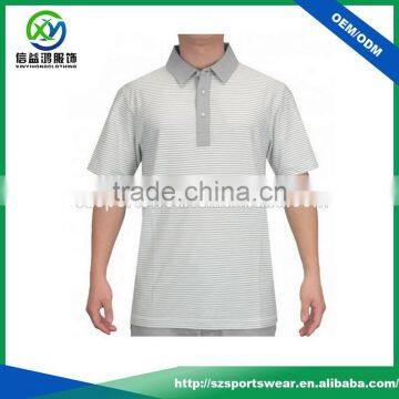 White Polo Shirt With Full Sublimation Printing Grey Color Stripes Design