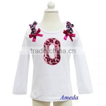 Girls Hot Pink Leopard 3rd Birthday White Long Sleeves Tee 1-7Y photo-1