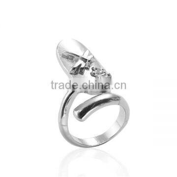 Unadjustable Rings Silver Tone Oval Butterfly Clear Rhinestone