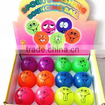 LED flashing rubber stress ball high bouncing ball customized logo printing ball