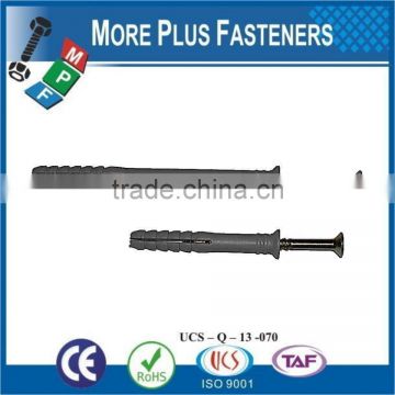 Made in Taiwan Nylon Plugs Hammer Fixing