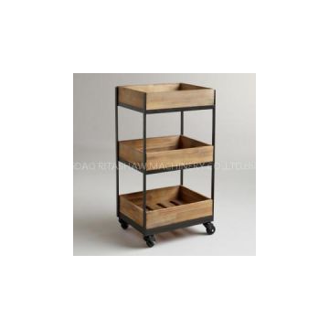 Three Shelf Wooden Gavin Rolling Cart