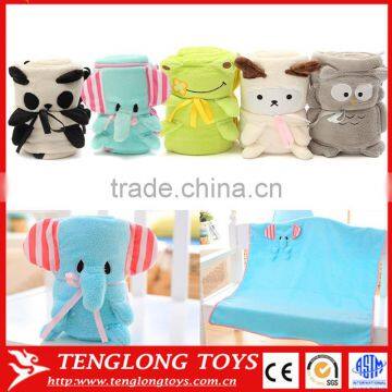 HIgh quality super soft coral fleece cartoon animal hood blanket for baby sleeping