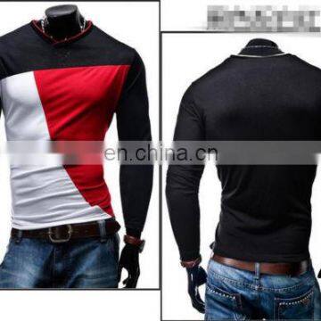 2016 New Mens Fashion Slim Fit Tshirt- Cotton V-Neck Long Sleeve Casual T-Shirt-Custom Fashionable Tshirt