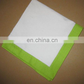 napkins wrapped with colorful edge and dot hemstitch