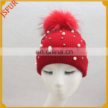 Fashion Design 3D Embroidery Beanie Knitting Pattern Acrylic Pom Hat