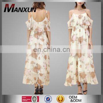 Wholesale Customize Casual CLothing Sexy Long Chiffon Summer Printed Women Fashion Dress Long Chiffon Maxi Dress