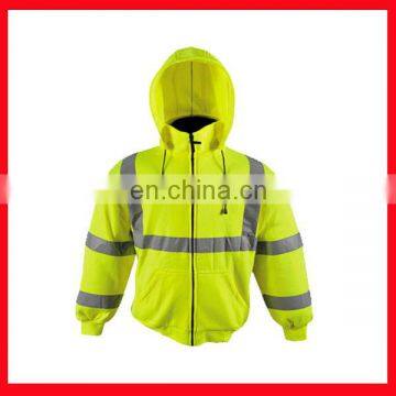 Hi-Vis reflective Hooded Sweatshirt/cheap yellow hooded sweatshirt