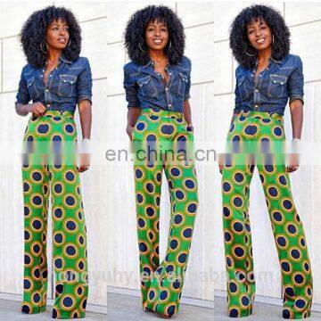 2016 african traditional most popular designs wax african kitenge high waist pants