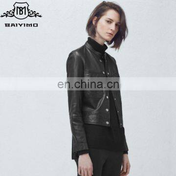 newest design pocket leather jacket made in china
