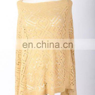 wholesale woman new sweater fashion knitting acrylic hollow poncho